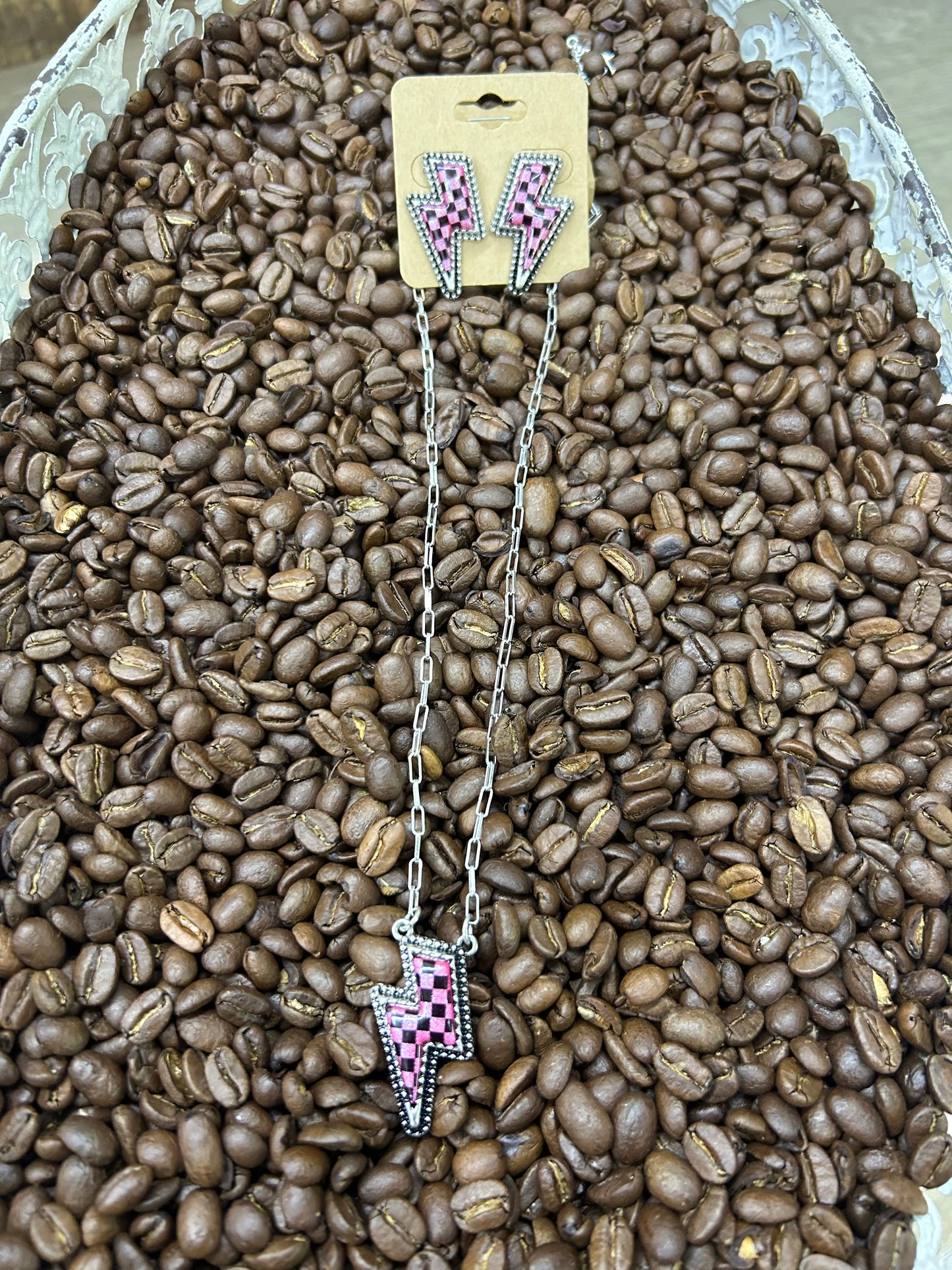 Pink Bolt Necklace