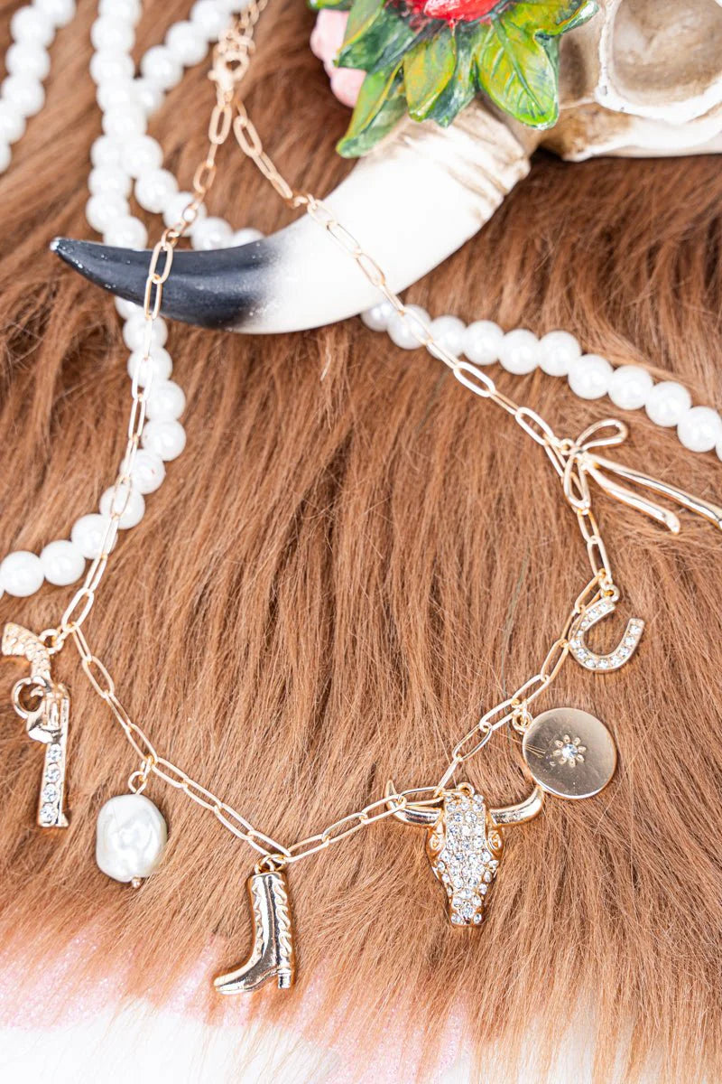 Viola Longhorn Lane Goldtone Charm Necklace