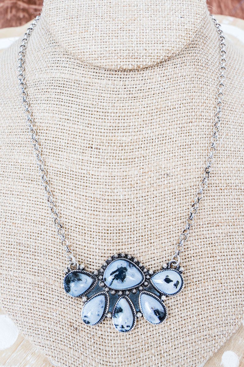Black & White Desert Skies Silvertone Necklace