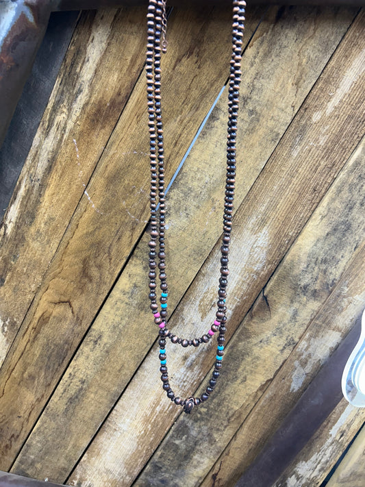 Bronze rainbow shine double layered necklace