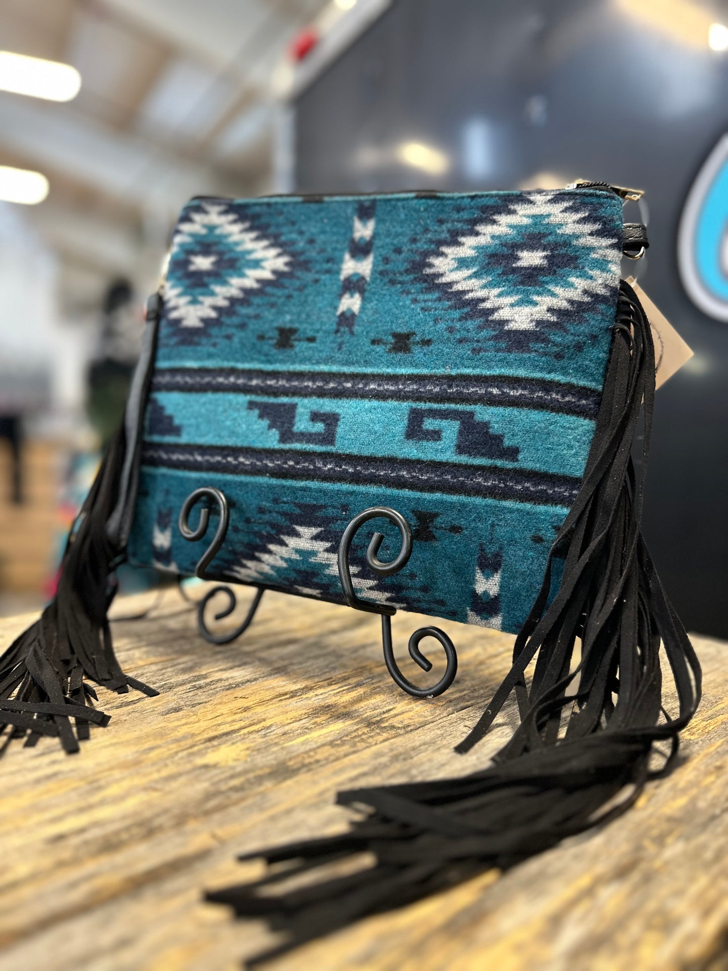 Aztec Teal Wristlet