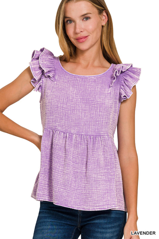 Ruffle Sleeve Top *Lav