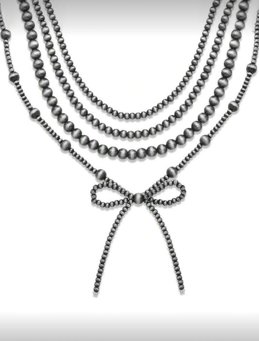 Bowknot Pearl layering necklace