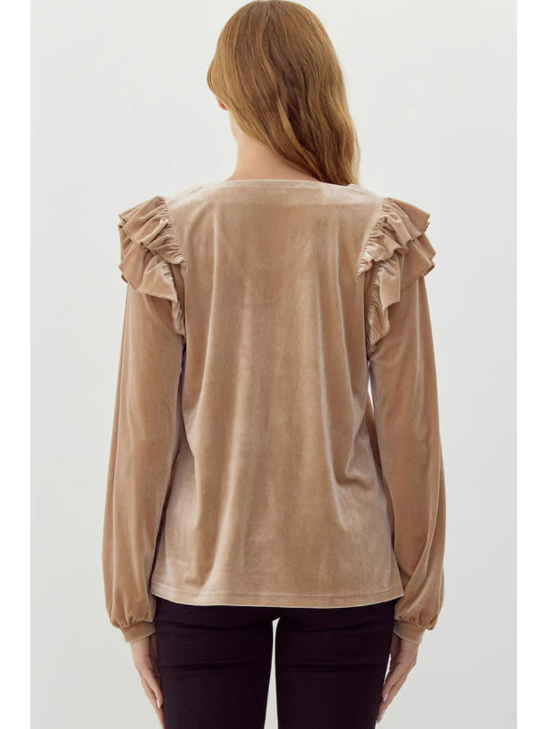 Velvet Long Bubble Sleeve Top