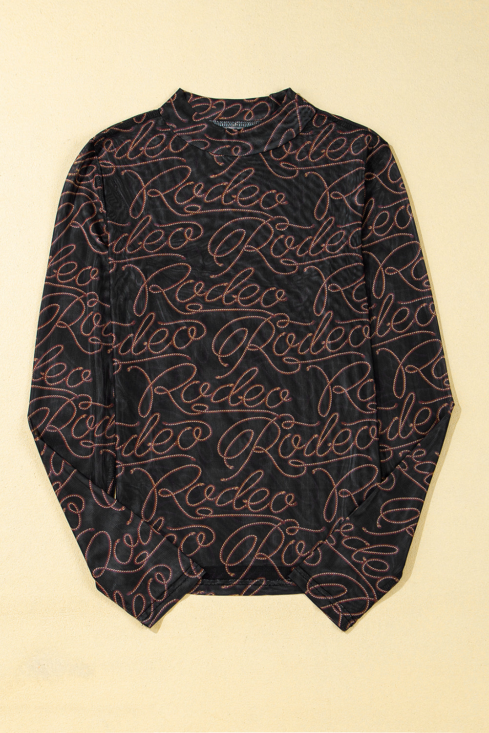 Black western Rodeo long sleeveMesh Top