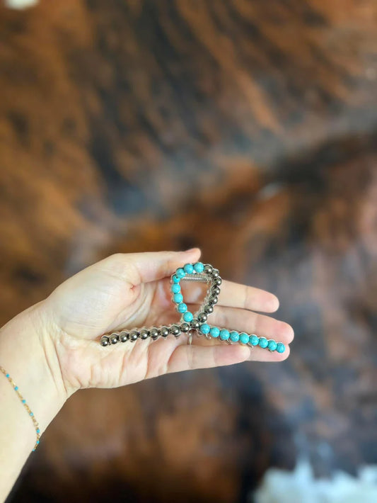 Half pearl/ Half Turq Claw Clip