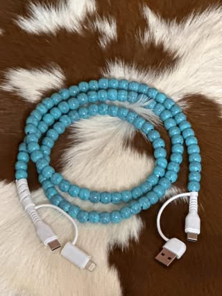 Turquoise Beaded Double phone Chargers