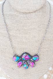 Pink Desert Skies Silvertone Necklace