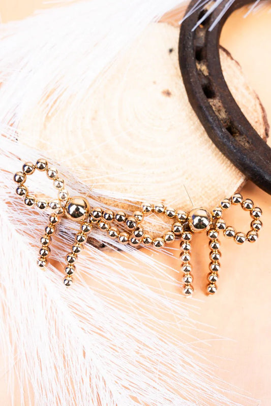 Roxie Goldtone Bead Bow Earrings