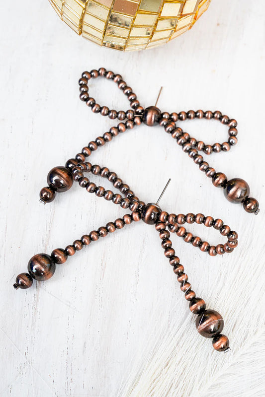 Copper Pearl Coquette Stud Earrings